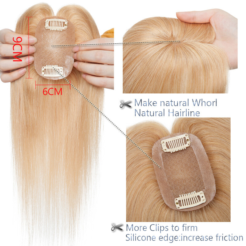 SALE Topper Hairpiece Clip In Remy Human Hair Toupee with Bangs Top Silk Base US