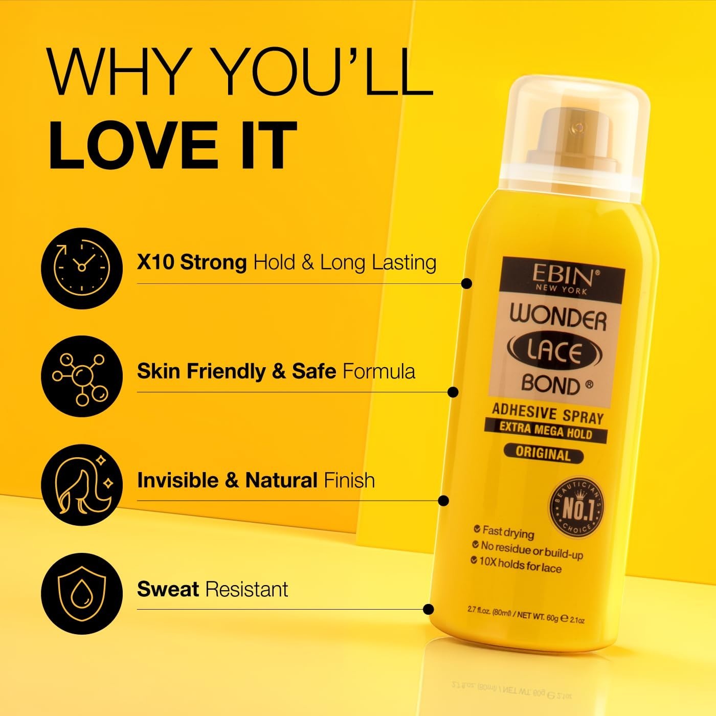 Wig Adhesive Spray Extra Mega Hold Fast Dry All-Day Security