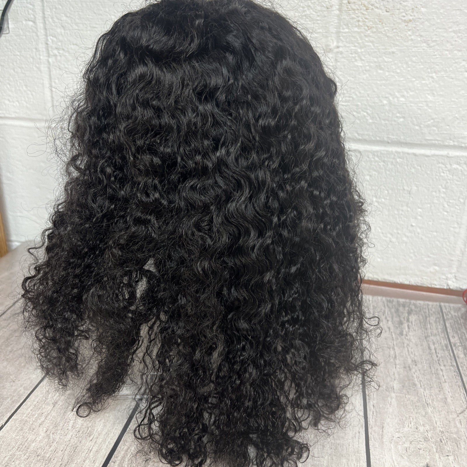 Curly Human Hair Wig with Bangs for Black Women 4×4 HD Lace Closure Wigs 20”