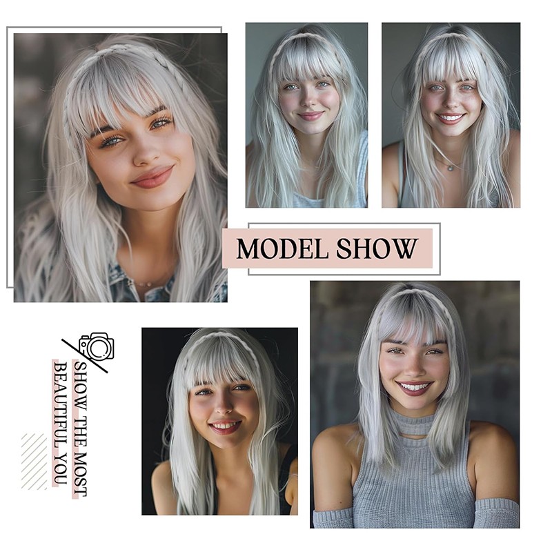 Braided Headband Topper Hairpiece Clip In Fringe with Temple Bang Hair Extension