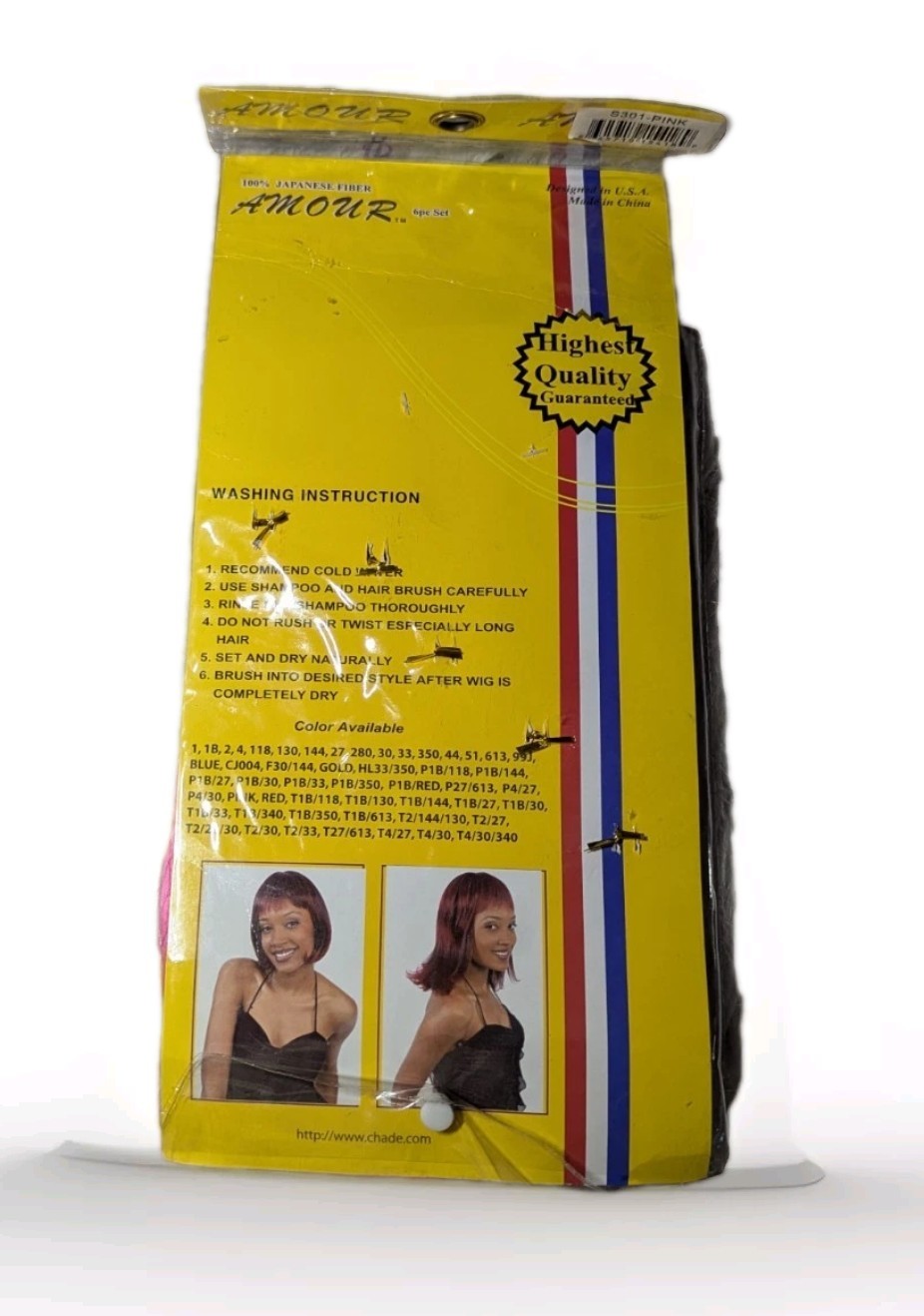 AMOUR Pink 6 Piece Hair Collection Wrap & Wear Faux Hair Wig 100% Japanese Fiber