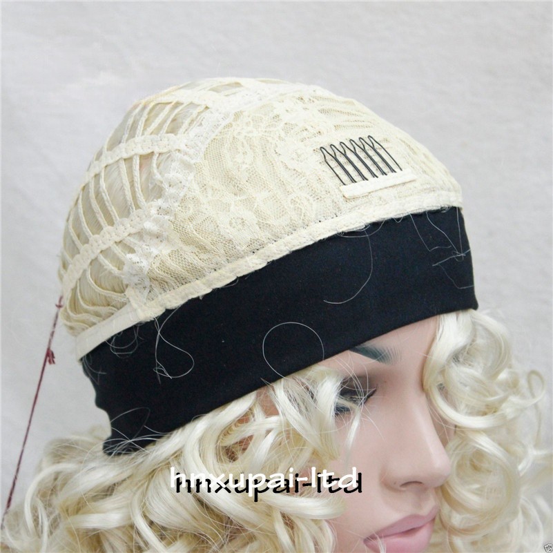 Women Spiral Curls Fluffy 3/4 Half Full Wig Headband Natural Hair Blonde Wigs