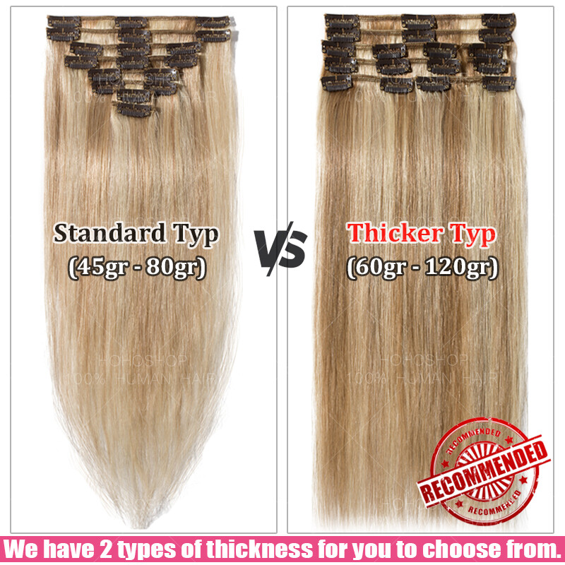 CLEARANCE Clip In Human Remy Hair Extensions Full Head 8 Pieces 22″24″ THICK