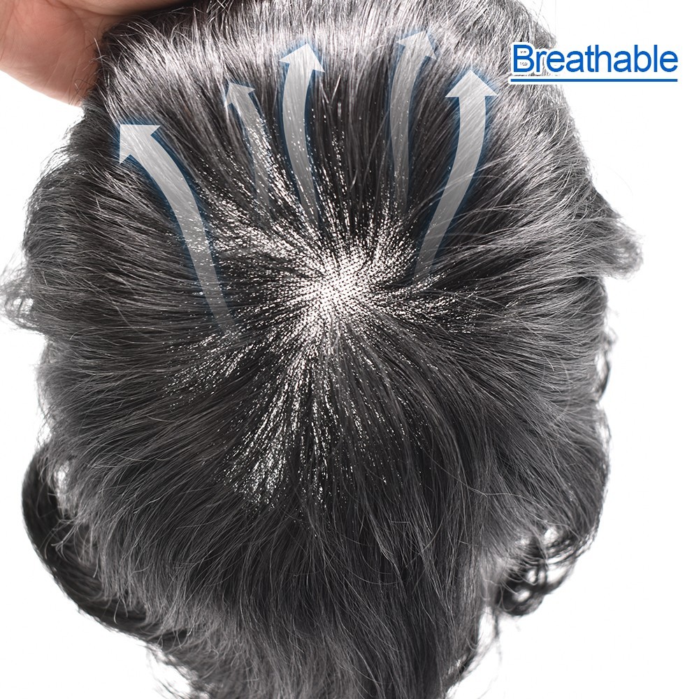 Mens Toupee Hair System Replacement French Lace Mens Hairpiece Skin Wig for Men