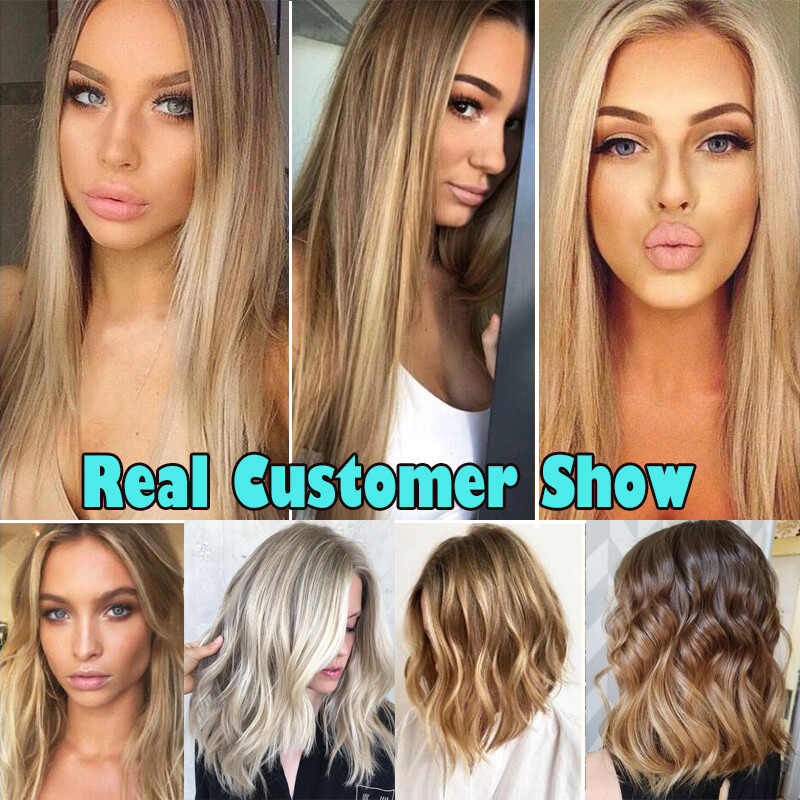 Silky Soft 100% Human Hair Extensions Clip In REMY Full Head 8PCS Mix Blonde US
