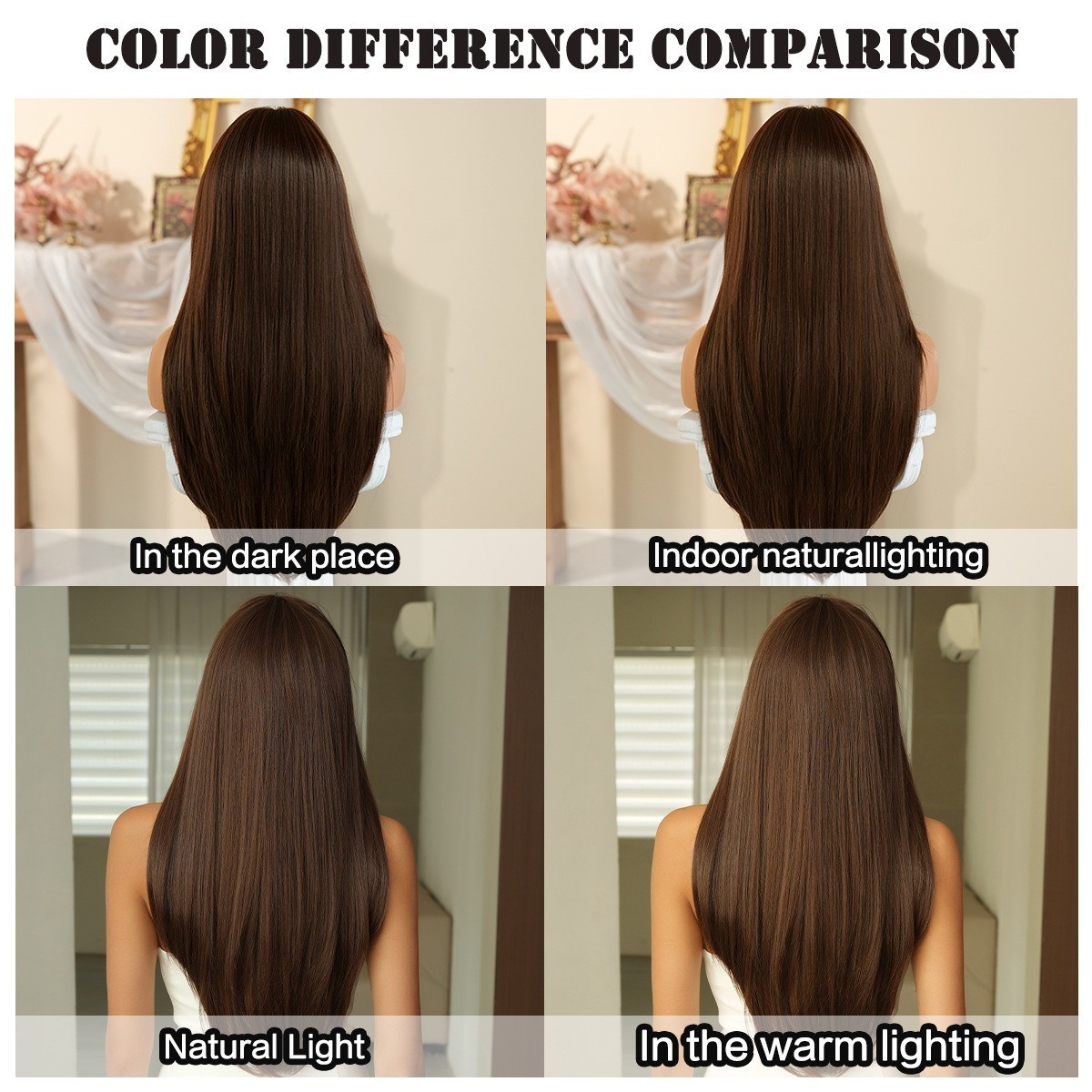 Long straight hair multi-layered fringe with fluffy synthetic heat-resistant fib