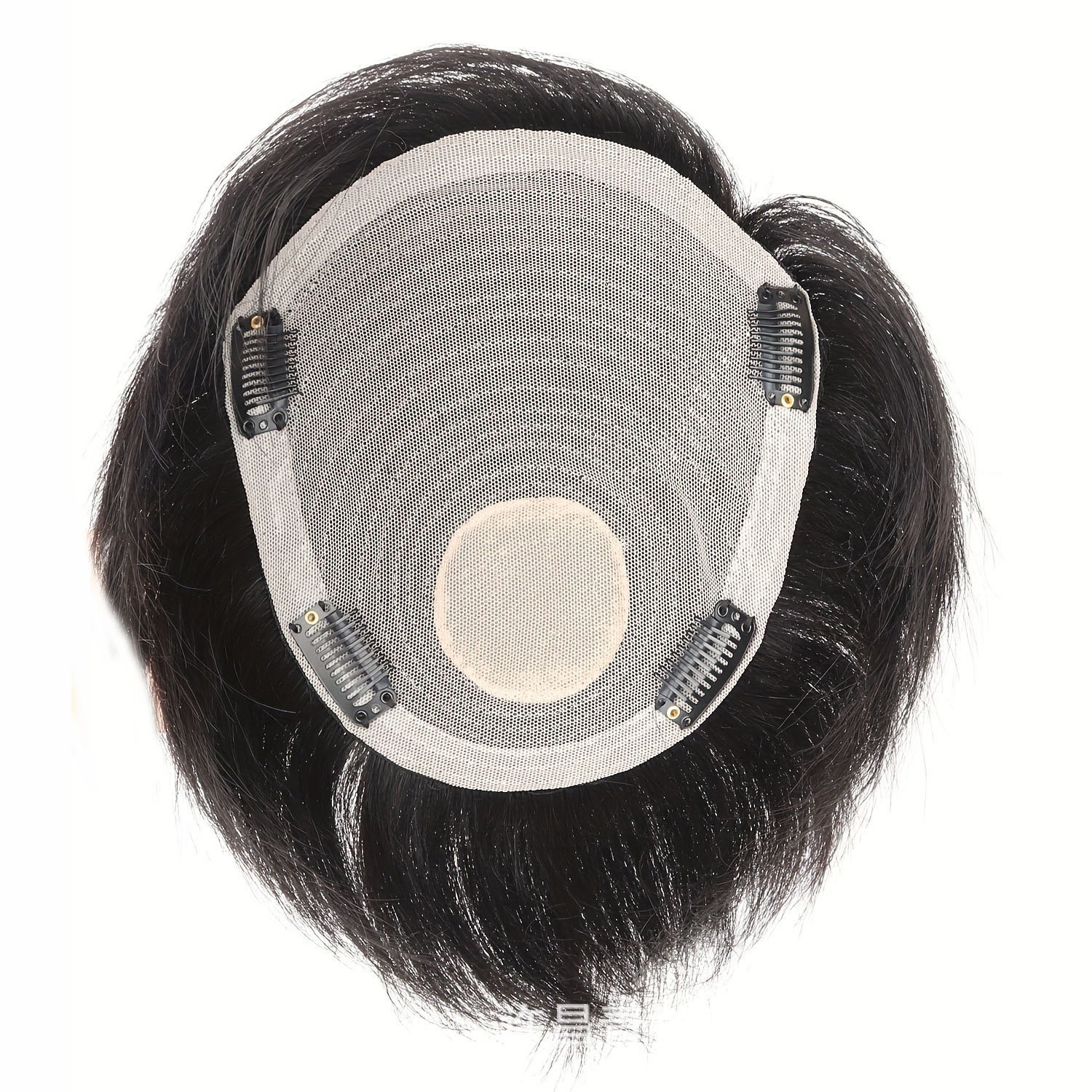 Short Straight Hair Topper Hairpiece Clip in 100% Remy Human Hair Toupee For Men