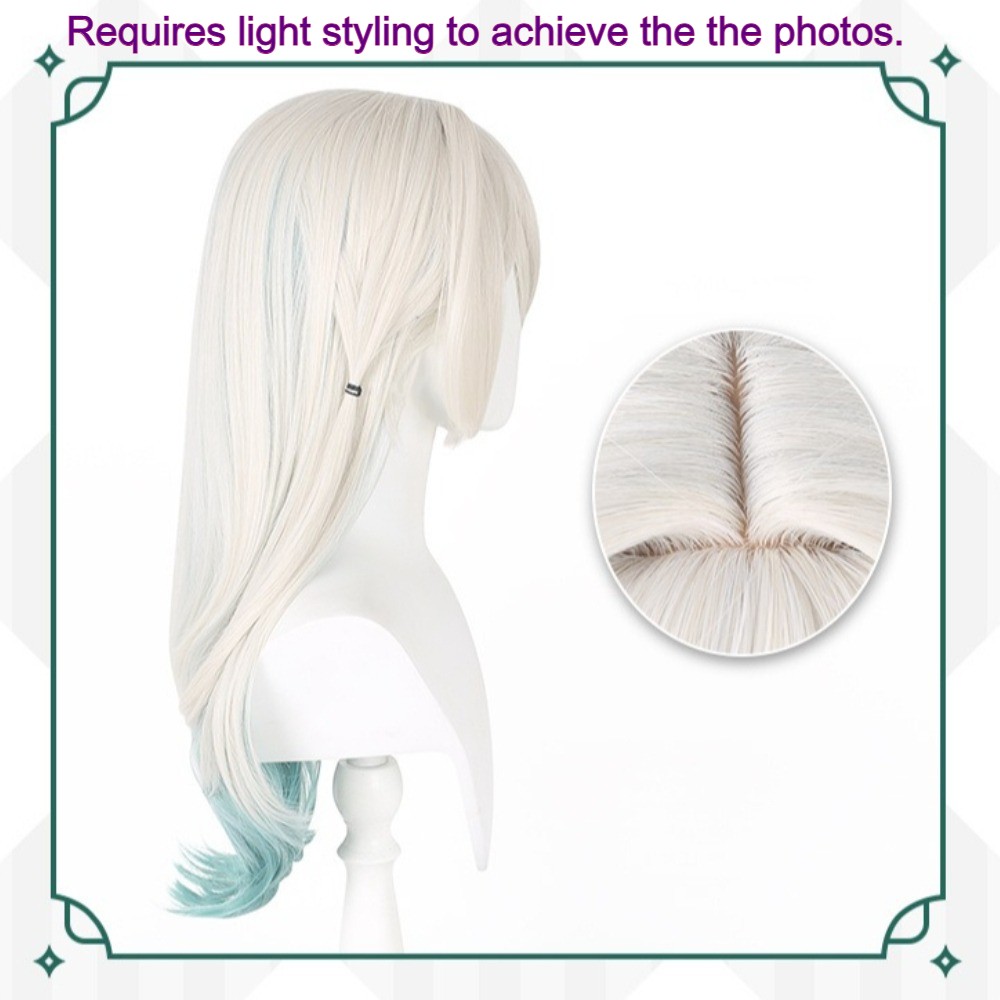 Honkai Star Rail Firefly Long Silver Blue Ombre Wig Heat Resistant Cosplay Party