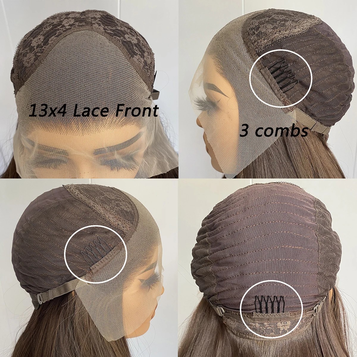 Brown Heat Resistant Synthetic Hair Long Straight Frontal Lace Wig