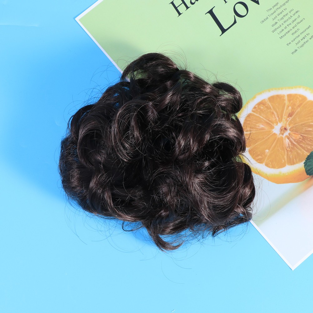 Elastic Light Brown Hair Bun Extension Easy to Wear and Wash for Elegant Events