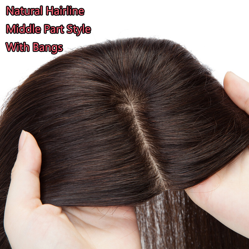 Natural Clip In 100% Human Hair Topper Hairpiece Toupee Wigs For Loss Hair Thick