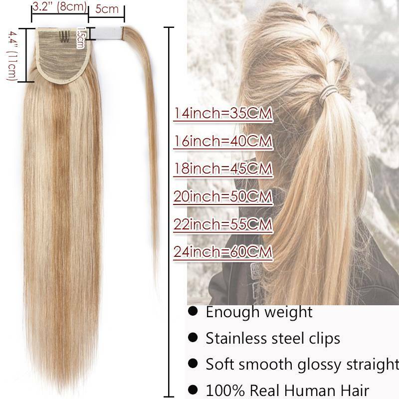 Clip In Ponytail Remy Hair Extensions 100% Real Human Hair Extension Wrap Around