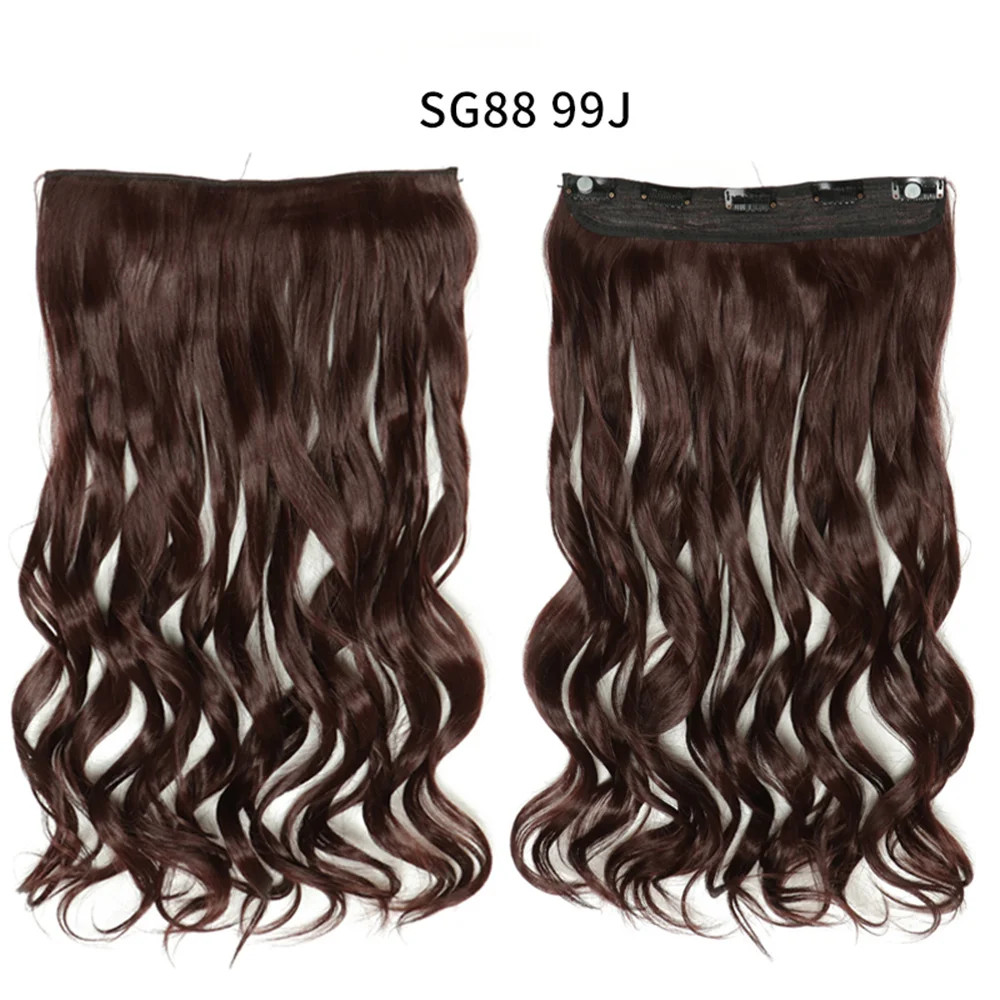 Long Straight 5 Clip In 22Inch Synthetic Hair Extensions Natural Fake Hairpiece