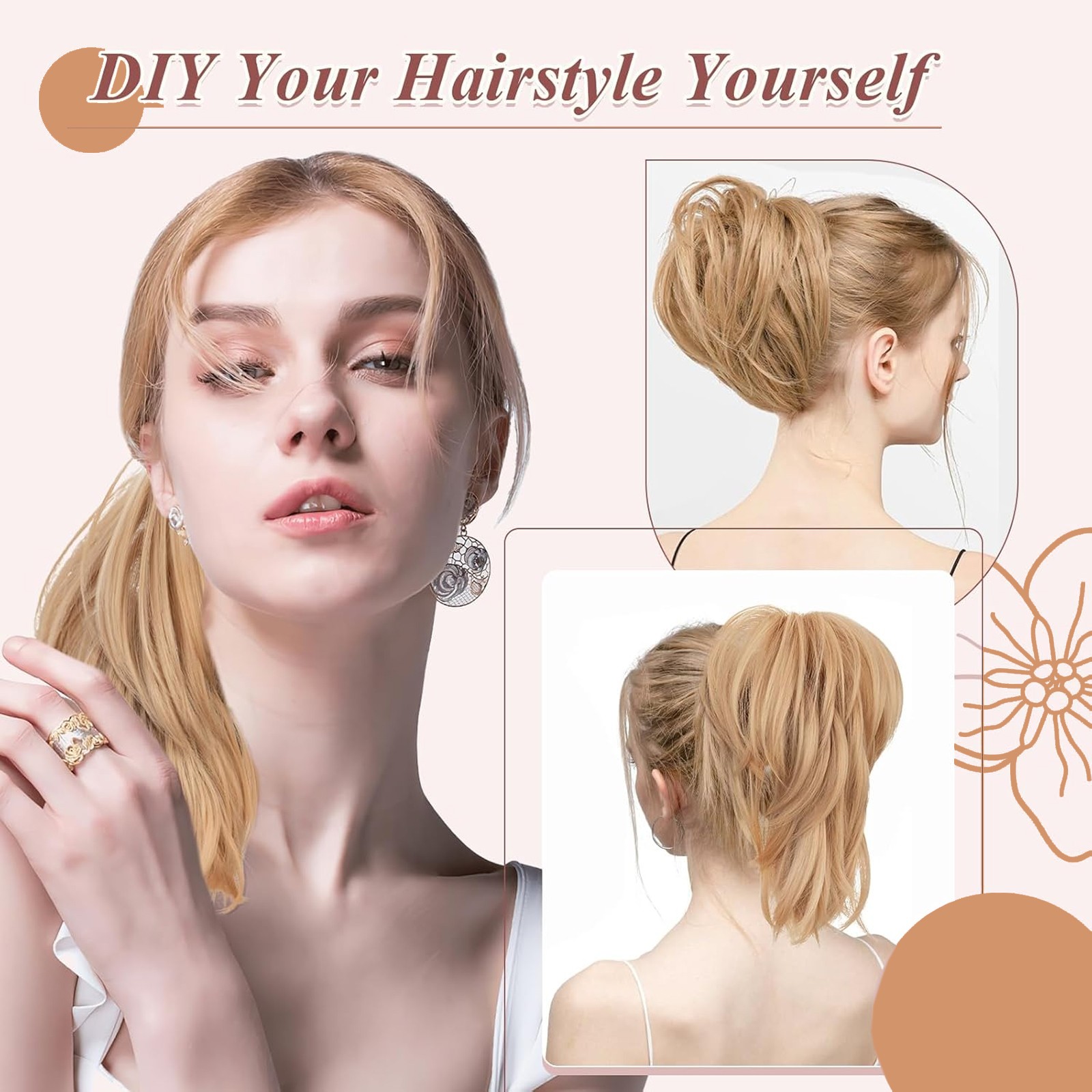 Natural Short Claw Clip Ponytail Messy Bun Hair Piece Bendable Updo Extensions