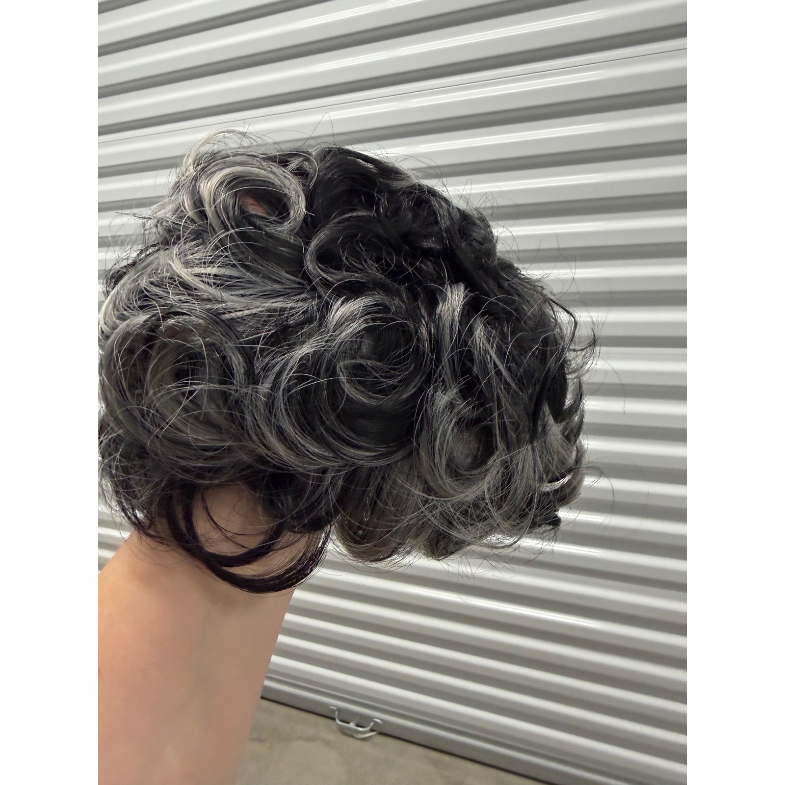 Short Curly Salt and Pepper Wig Black Silver Grey Synthetic Hair JY37037