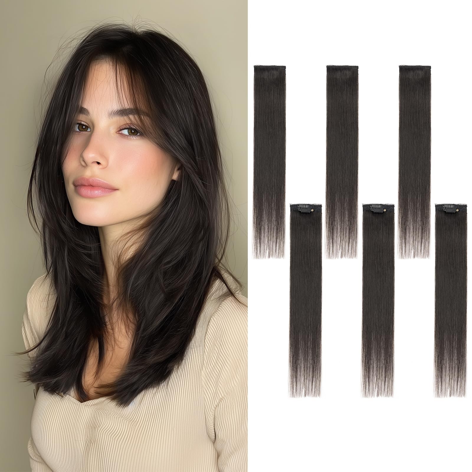 Tesshair 6Pcs Clip In Hair Extensions Real Human Hair Short Clip In Extensions