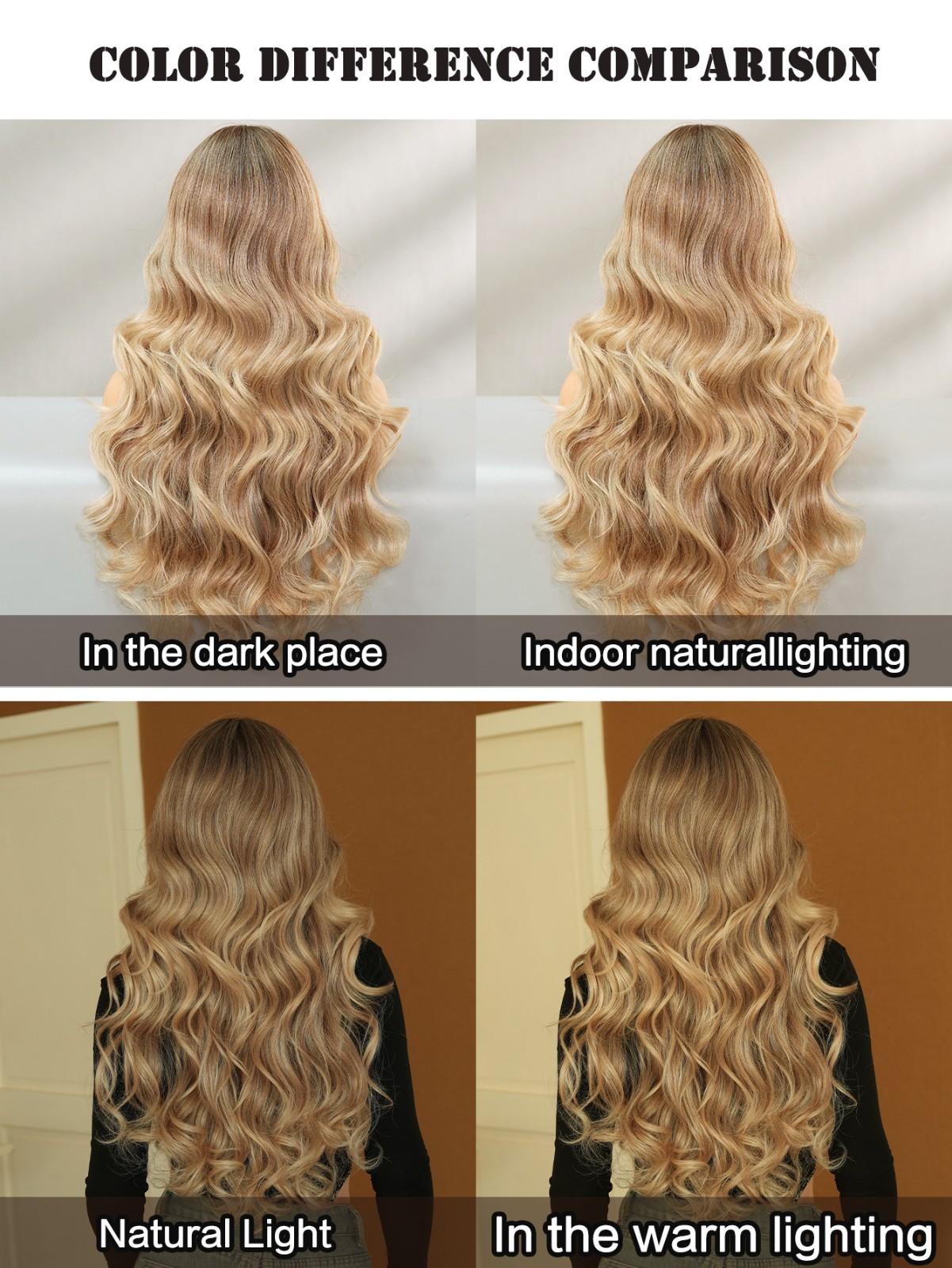 Ombre Blonde Long Curly Wig with Bangs Synthetic Wavy Hair Wigs for Women 27.5″