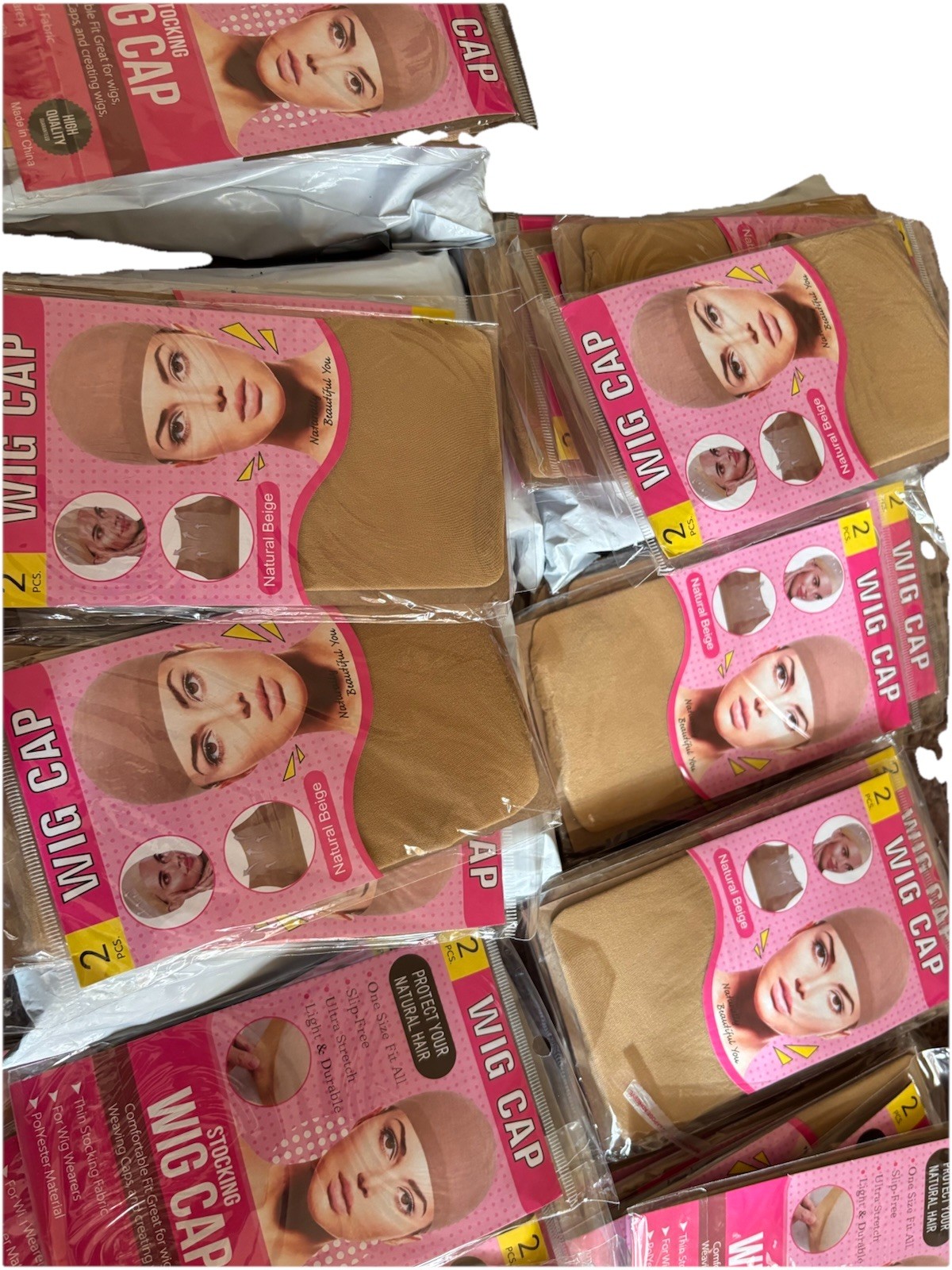 Wig Caps 96 Pcs Brown Stocking Caps for Wigs Beige Wig Cap One Size Fit All