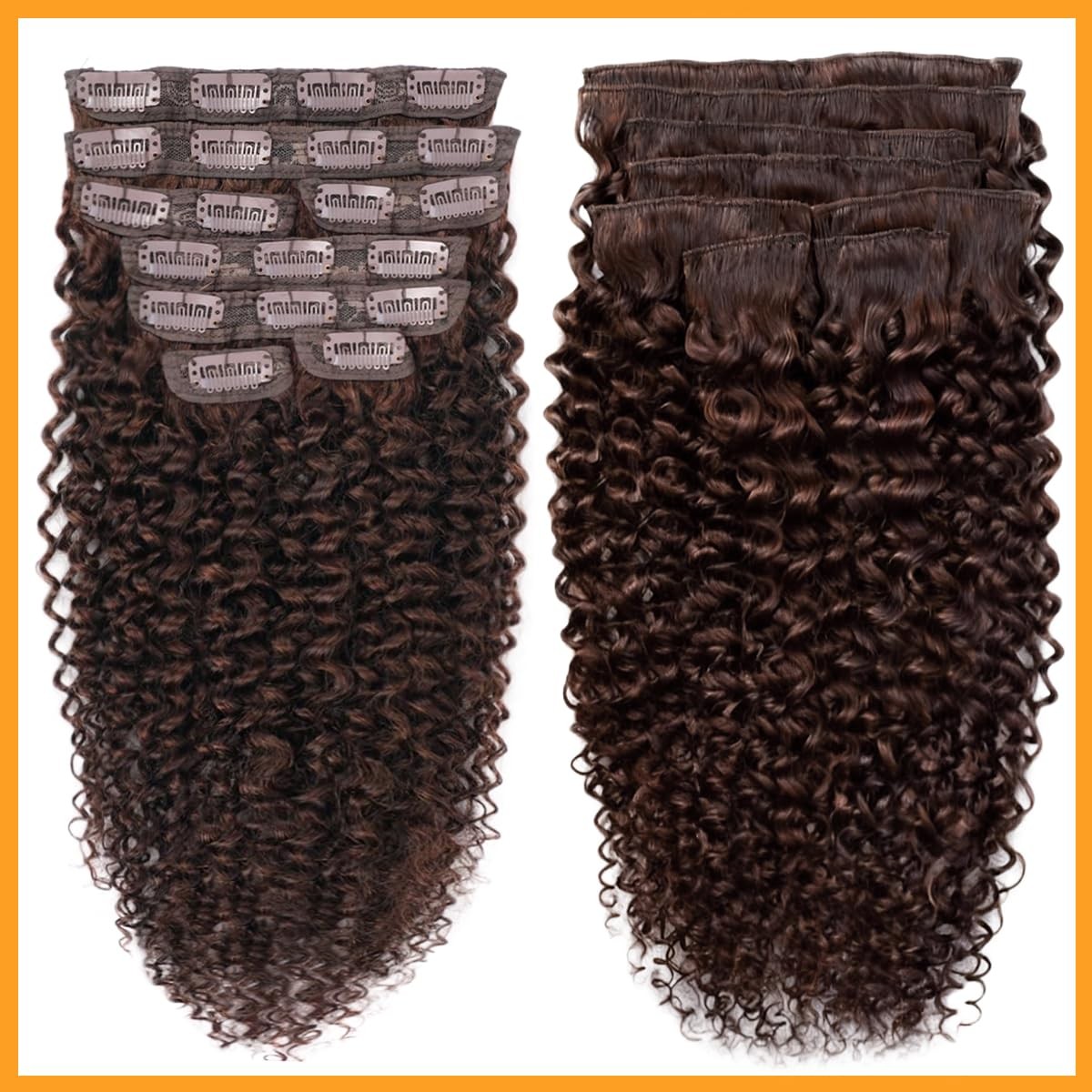 Chocolate Brown Curly Clip Ins 22 Inch 110g 8pcs 3C 4A Kinky Curly Clip In Ha…