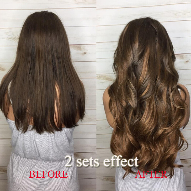 One Piece U-Shape 100% Remy Human Hair Extensions Clip In 3/4 Full Head Weft Icy