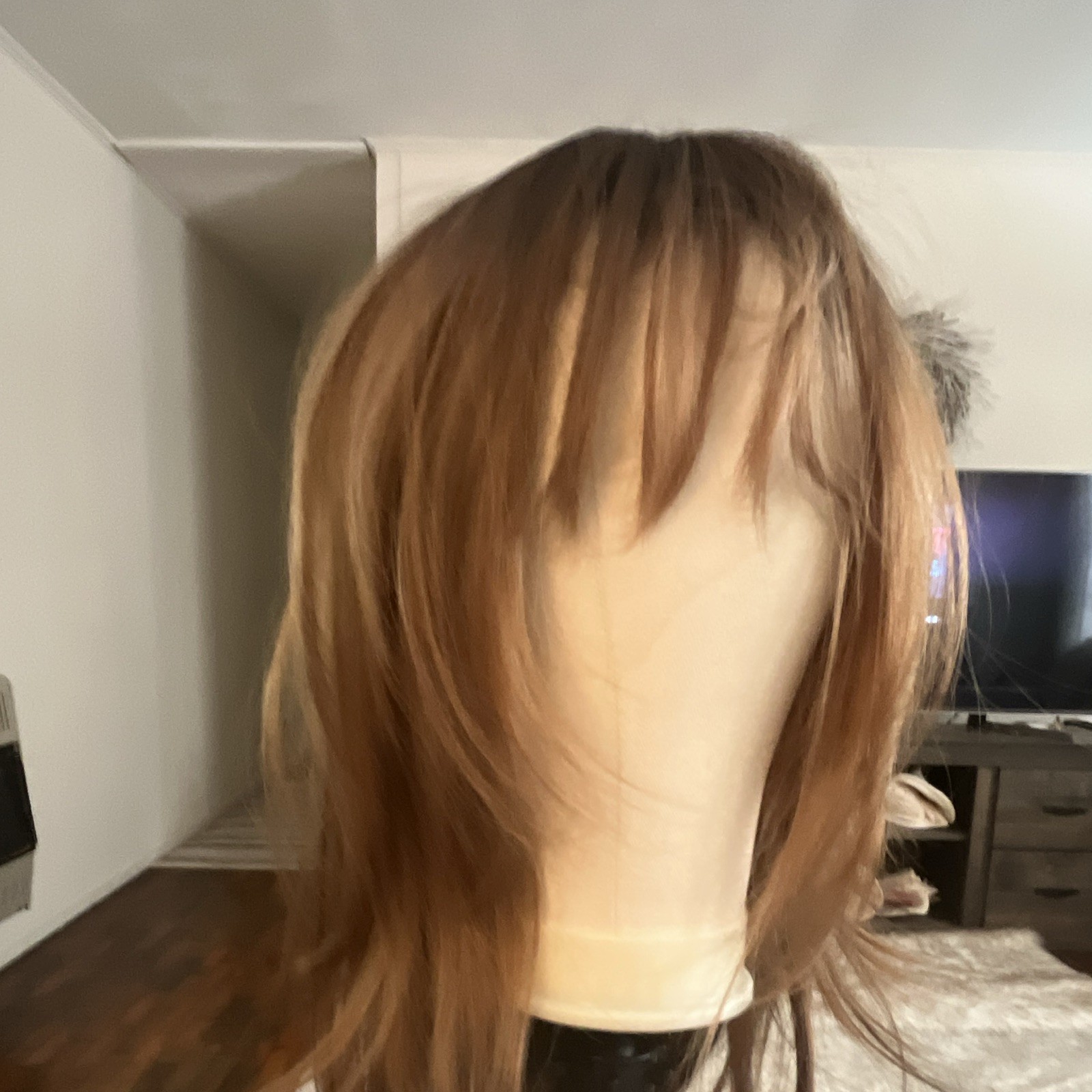 Women Straight Light/Medium Brown Wig with Bangs, Natural Theme