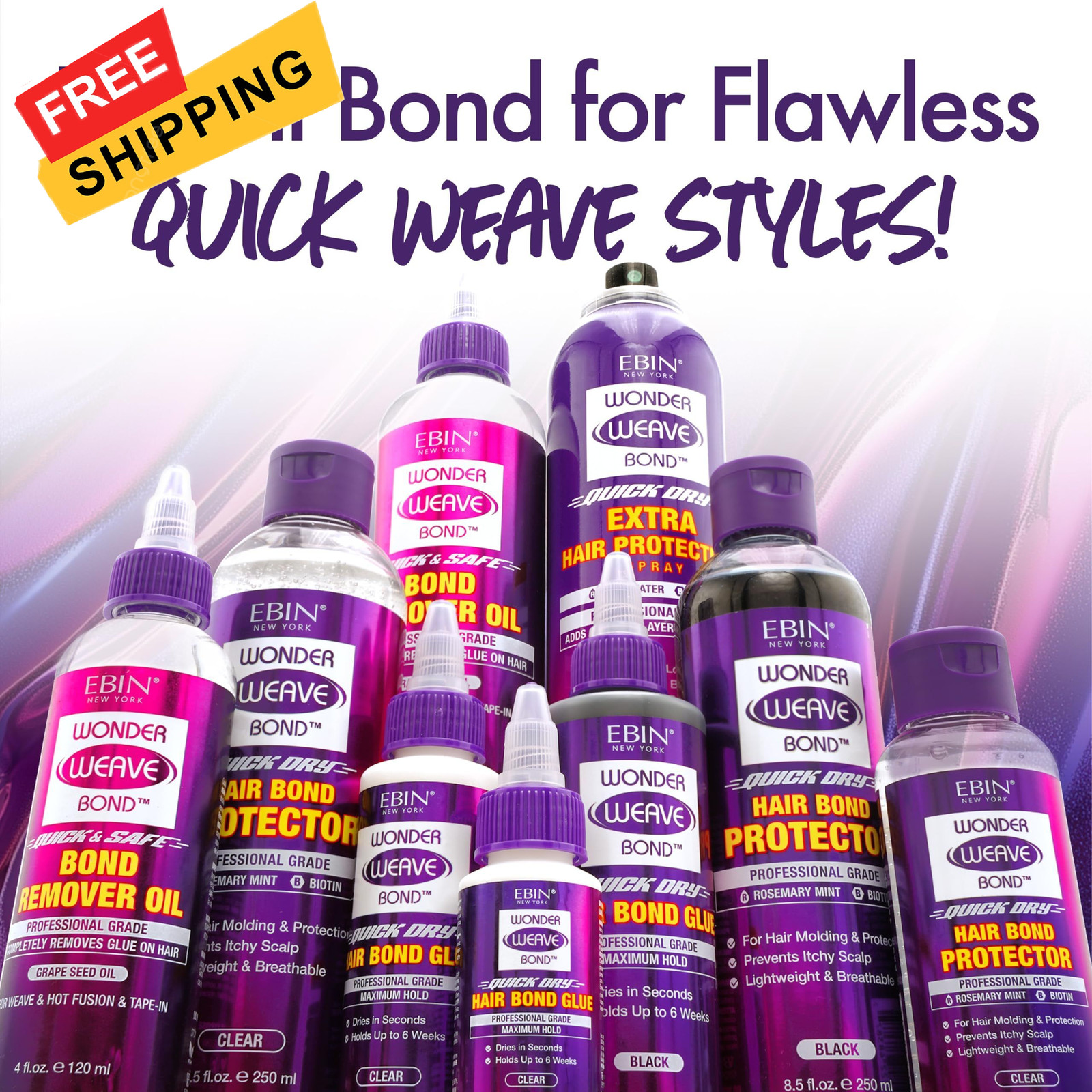 EBIN NEW YORK Wonder Weave Bond Hair Glue Black | Quick 2 Fl Oz,