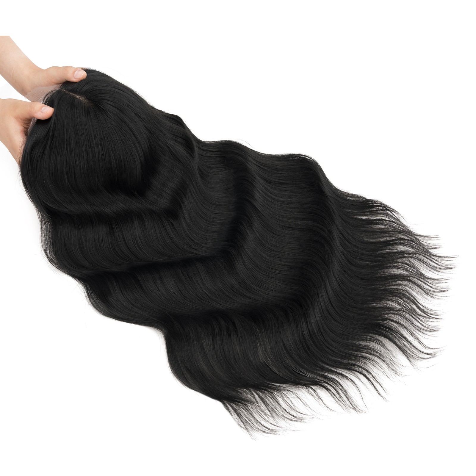 6.5×6.5 Women Topper Real As Human Hair Toupee Clip in Loose Wave Wavy Hairpiece