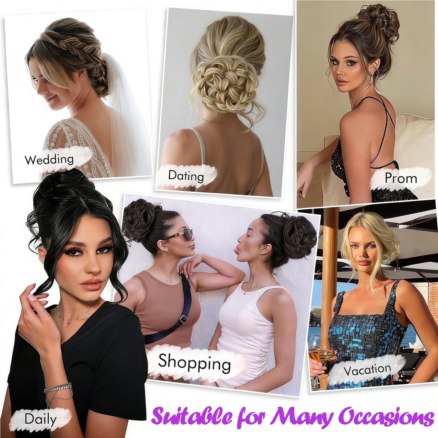 Real Natural Curly Messy Bun Hair Piece Scrunchie Hair Extensions AS Human 90G M