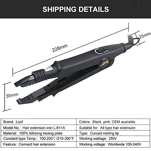 Universal Fusion Pre Bonded Hair Extension Heat Connector Wand Iron Melting Tool