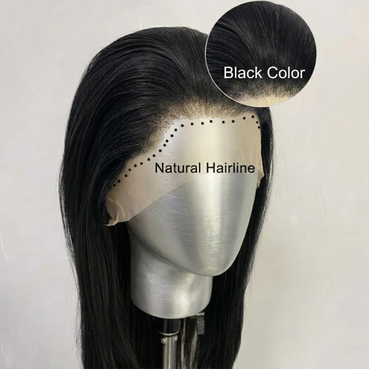 Off black Long Straight Lace Front Wig Natural Pre Plucked Synthetic Hair