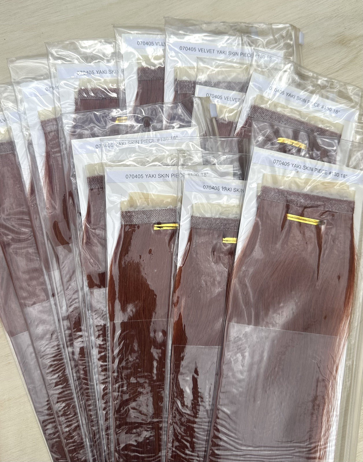 ALL 25 Pieces Yaki Copper Red 20”, 18”, 100% Human Hair Extensions #130
