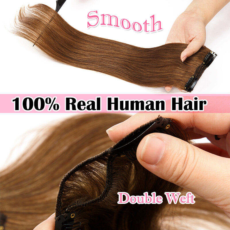 Double Wefts Clip In Russian Remy Human Hair Extensions Blonde Full Head Thick