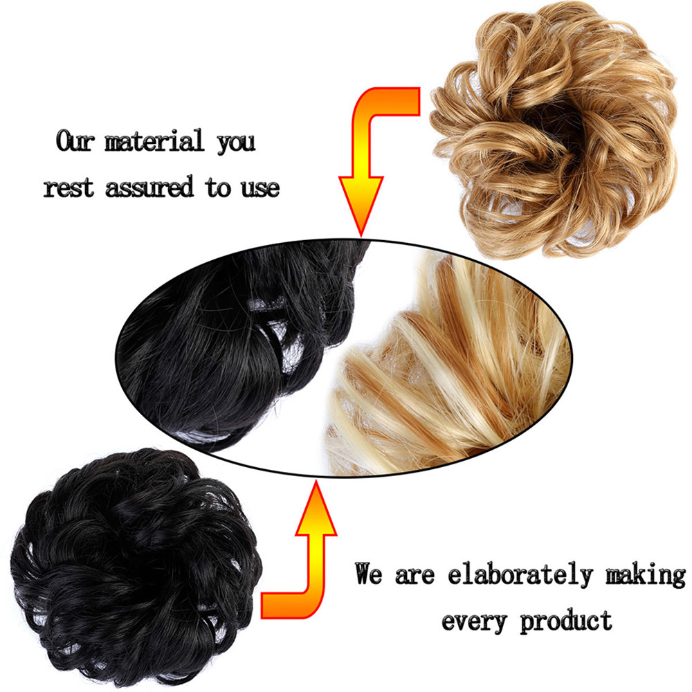 Real Thick Curly Messy Bun Updo Hair Piece Scrunchie AS Human Hair Extensions US