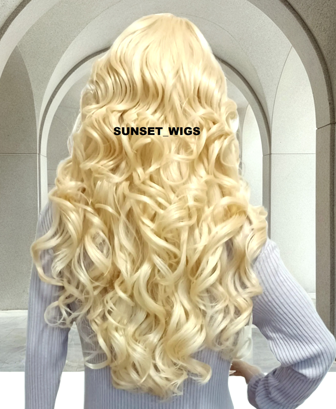 34″ FULL WIG LONG WAVY LAYERED SIDE SKIN PART BLEACH BLONDE HEAT OK NEW