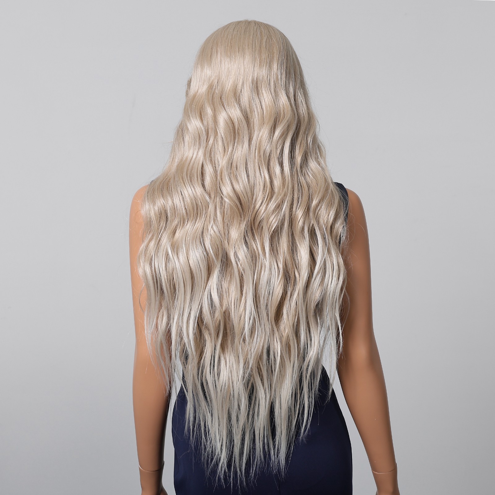 Long Wavy Soft Bleach Blonde Heat Resistant Synthetic Hair Frontal T Lace Wigs