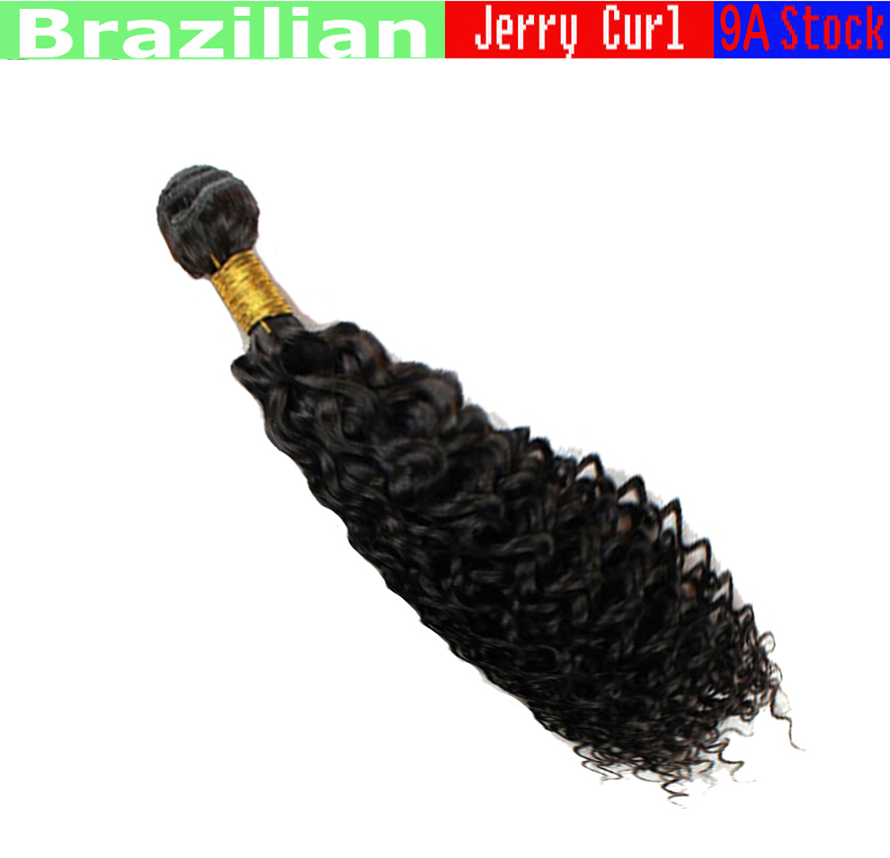 Unprocessed VIRGIN Remy 100 Human Hair JERRY CURL Natural Black 100g/bundle