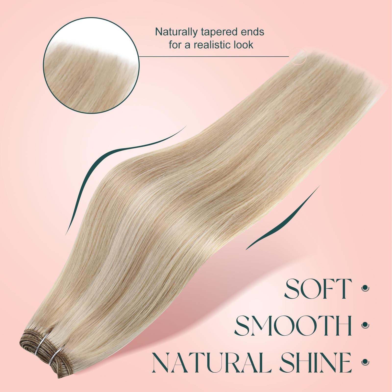 22 Inch Hair Extensions 100G Sew in Ash Blonde Highlight Weft – Easy to Blend