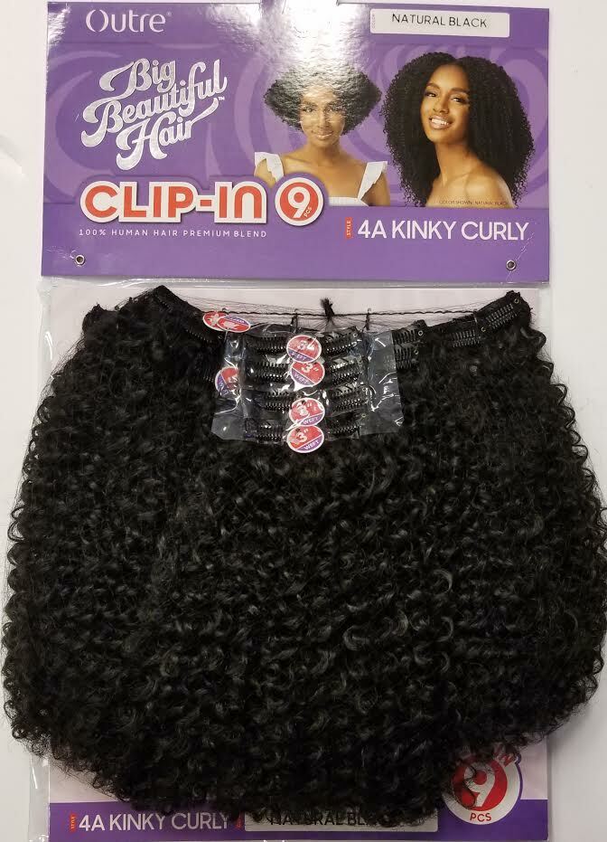 Outre Big Beautiful Human Hair Premium Blend CLIP-IN 9PCS 4A KINKY CURLY