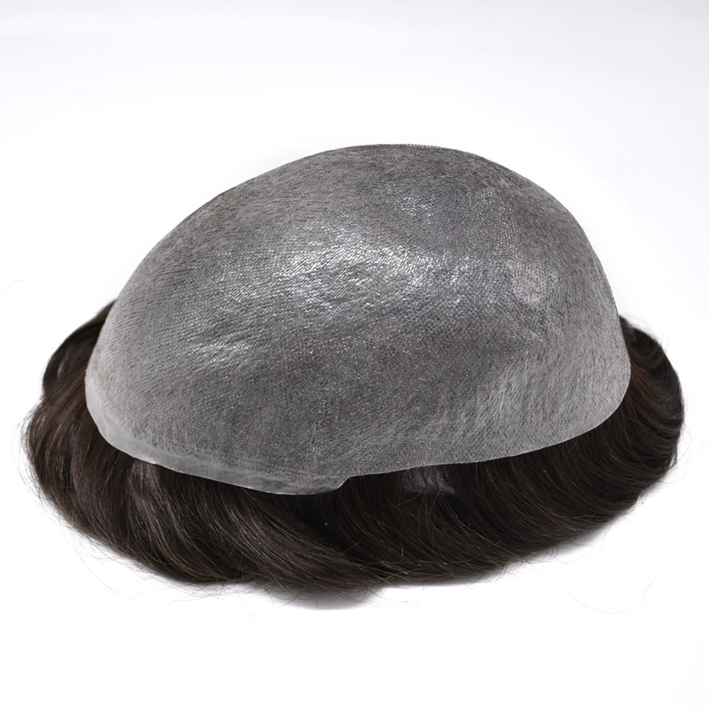 US Seller | Ultra Thin Skin Mens Hair System Real Human Hair Piece PU Toupee