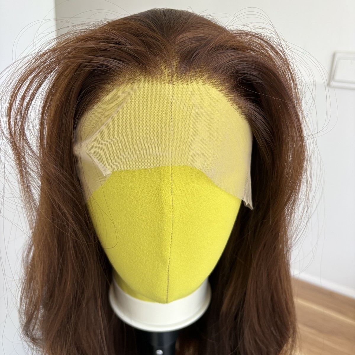 Heat Resistant Synthetic Hair Choc Brown Long Straight Frontal Lace Wig