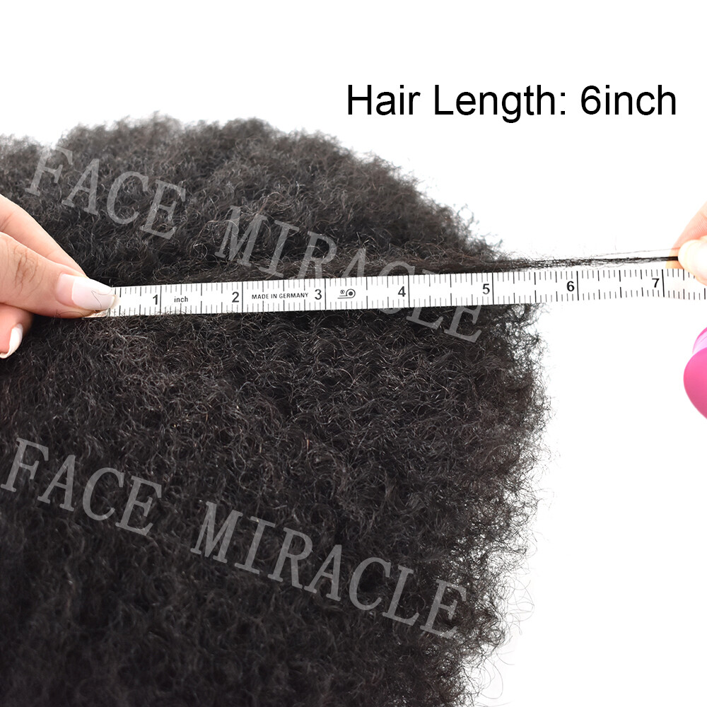 Full PU Afro Toupee for Black Men Kinky Curly Hairpiece for Black Men Human Hair