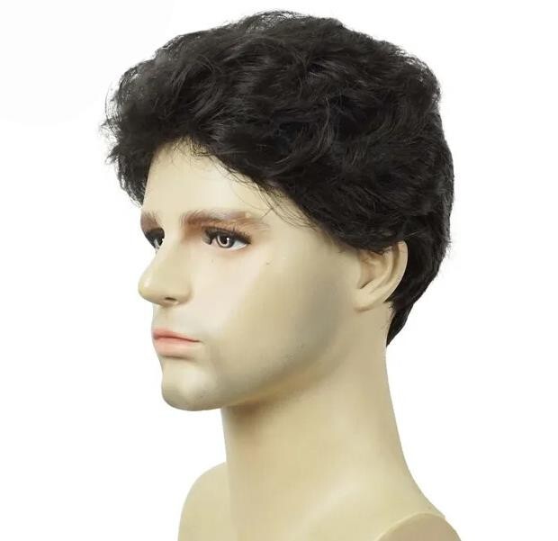 Light Brown Short Hair styles Men’s Natural Layered synthetic Hair Wig 6 Inch