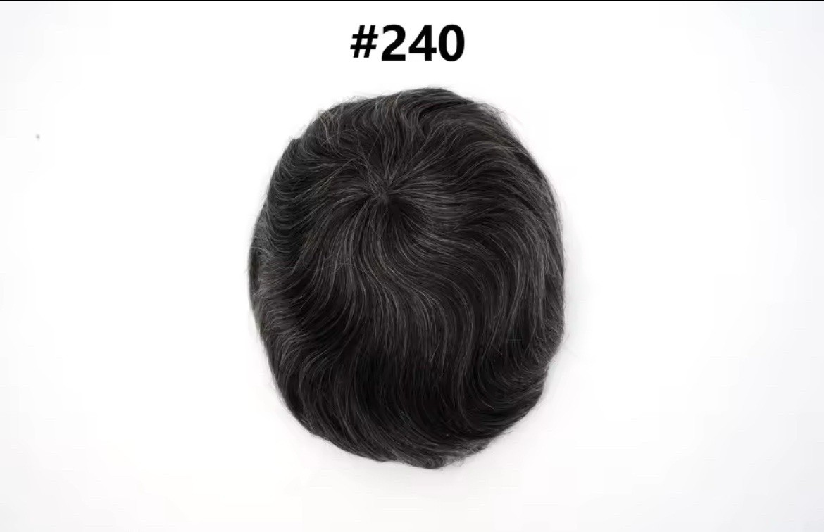 Men’s Human Hair Toupee Hairpiece Transparent Ultra-Thin Skin V-Loop Wavy