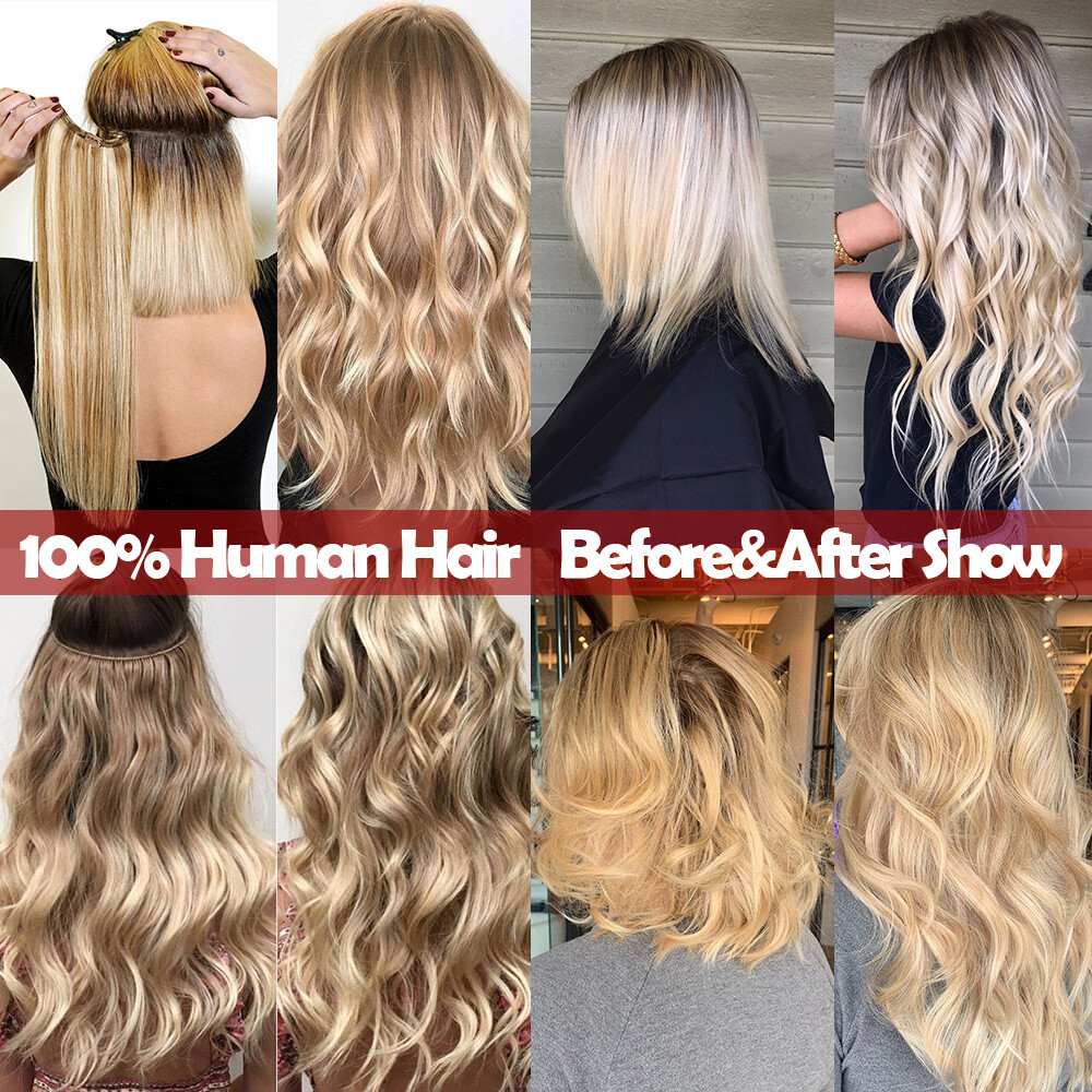 Thick 100% Real Remy Human Hair Extensions One Piece Clip In 3/4 Full Head Weft