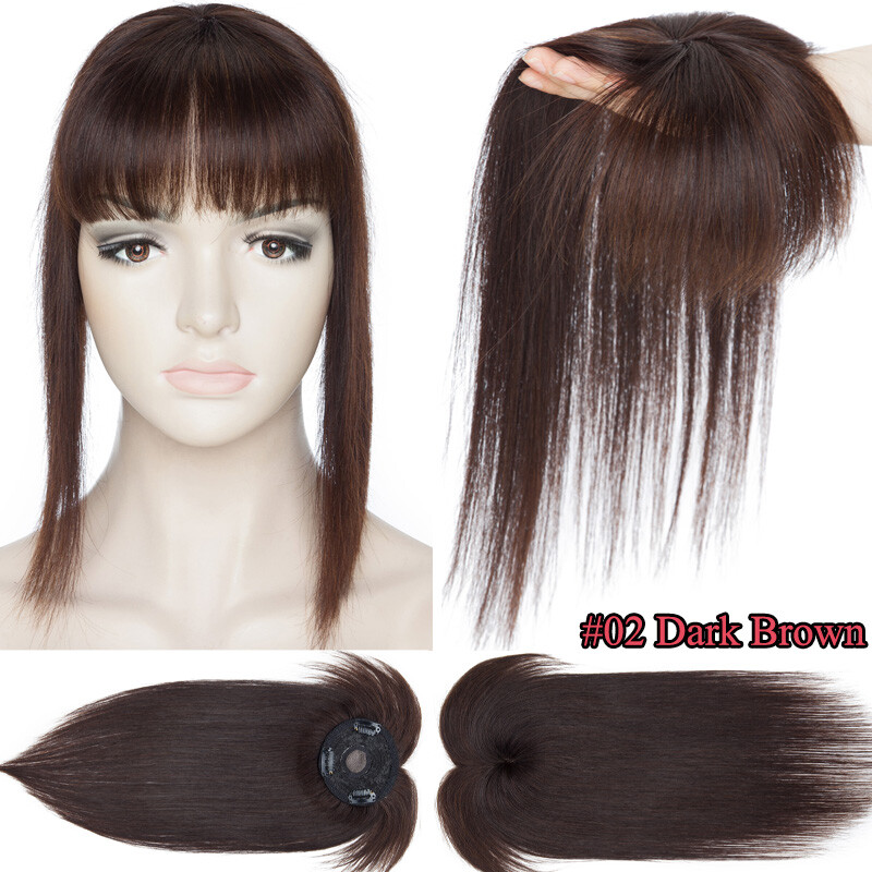 Natural Clip In Human Hair Topper Hairpiece Toupee Wigs Bangs For Thinning Hair