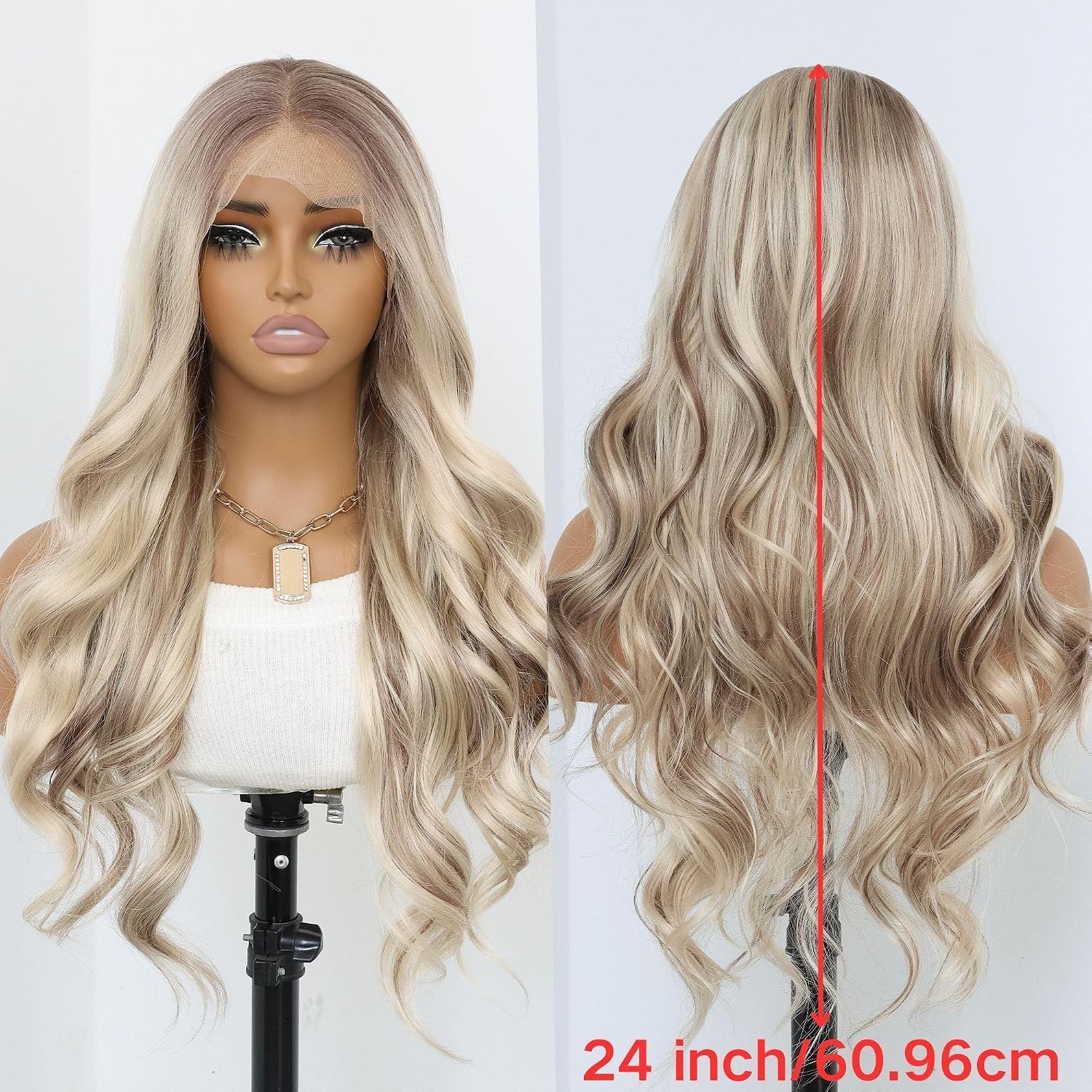 LACE FRONT WIG HUMAN HAIR BLENDED ASH BLONDE