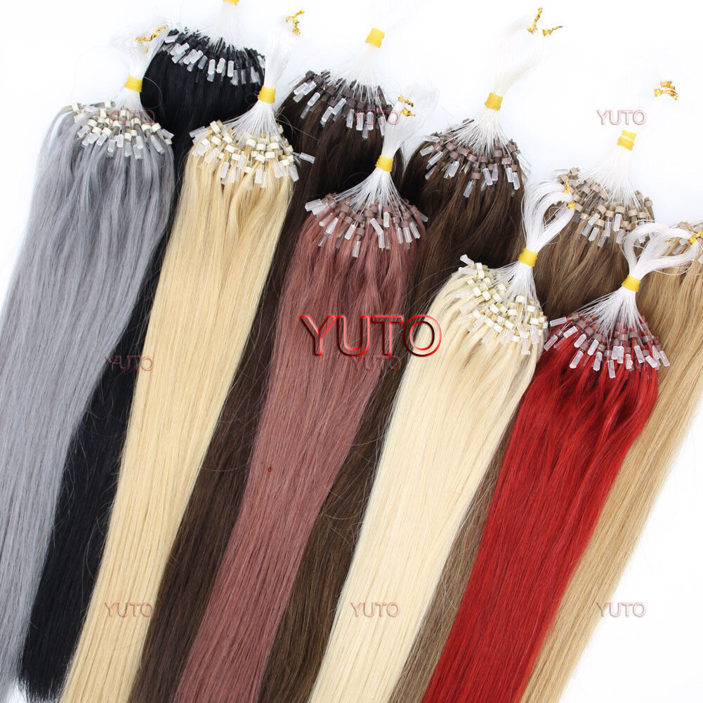 Easy Loop Micro Real Human Hair Extensions Micro Beads Link Russian Hair 16-26in