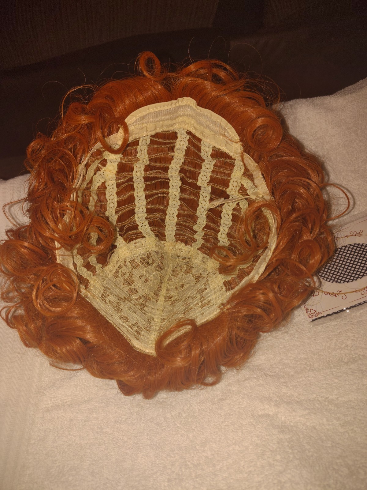 Short Curly Copper Red Synthetic Wig w/ Wig Cap, Classic Cap One Size Women