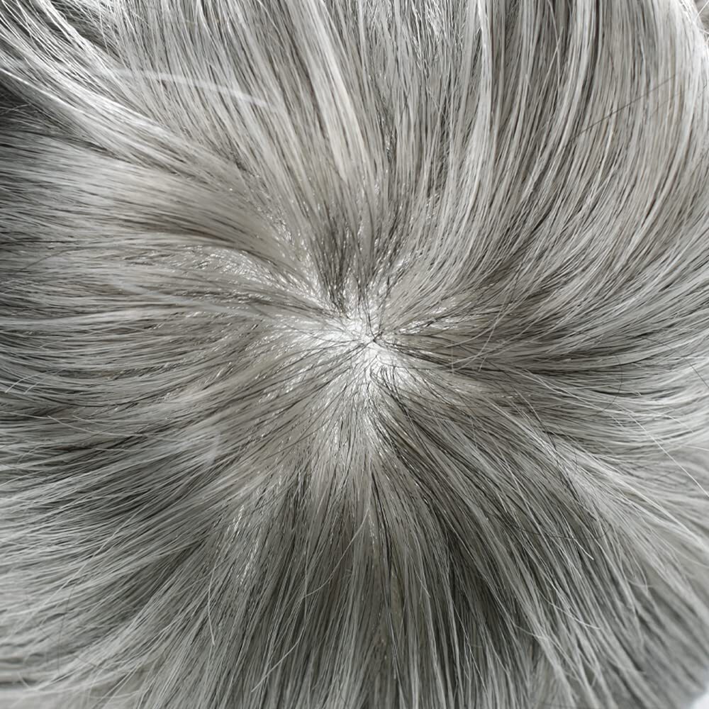 Thin Skin Full Poly Toupee Mens Hair Replacement System Units Human Hair Piece