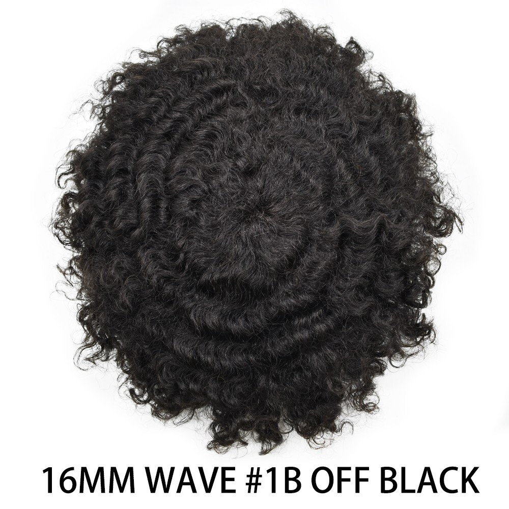 Afro Toupee for Black Men Durable Mono Afro Weave Kinky Curly Mens Wig Hair Unit